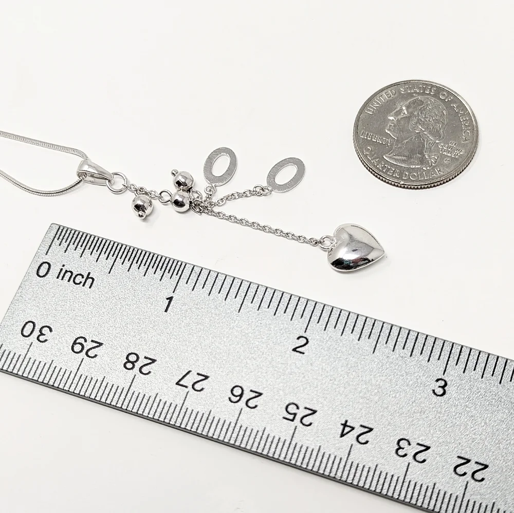 New sterling silver 925 charm dangle pendant necklace heart love ball oval - Picture 2 of 6